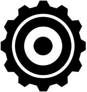 Zahnrad in Schwarz Transparent gesetz ist, was sich im Hintergrund dreht.
